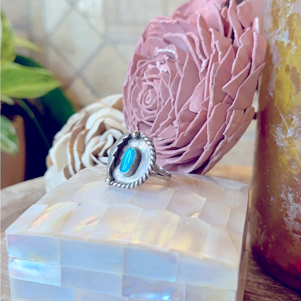 Fred Harvey Era Sleeping Beauty Turquoise & Sterling Silver Ring